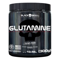 Glutamine Natural Pote 300g - Caveira Preta - Black Skull